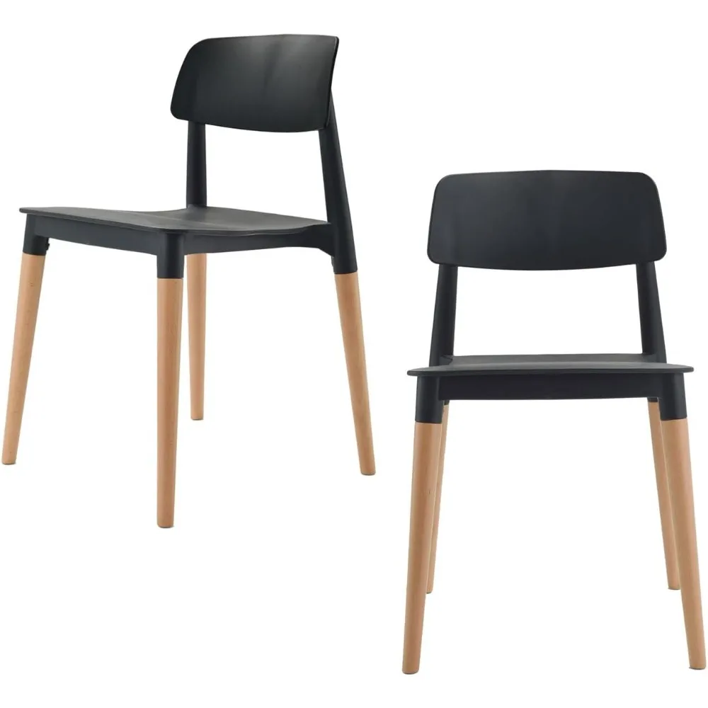 

Bel Dining Bistro Cafe Style Modern Minimalist Side Chair Set of 2 (Black)