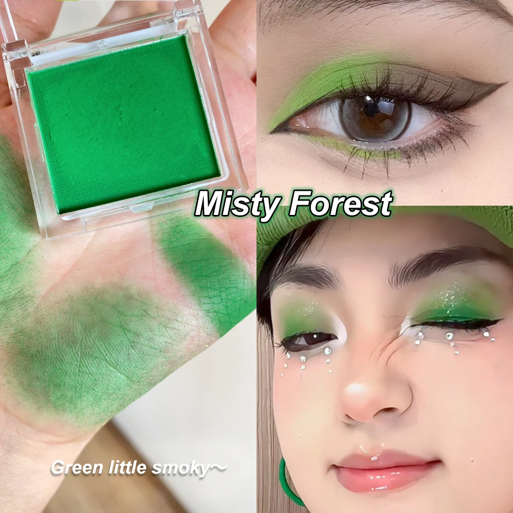 グリーンアイシャドウ、クリスマスメイク、高彩度、マットステージメイク、イエロー、ブルー、レッド、パープル、インテンスカラー高彩度