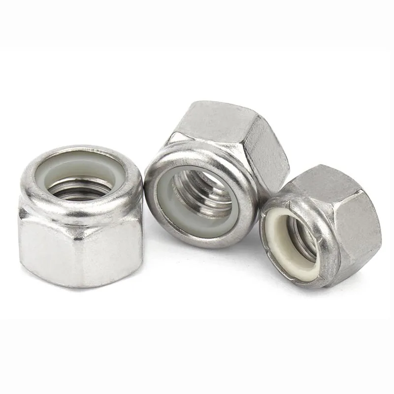 Picture 5: 1/25pcs UNC/UNF 2 4 6 810# 1/4 5/16 3/8 7/16 to 3/4-16 304 Stainless Steel Hex Nylon Insert Lock Nut Self-locking Nylock Locknut