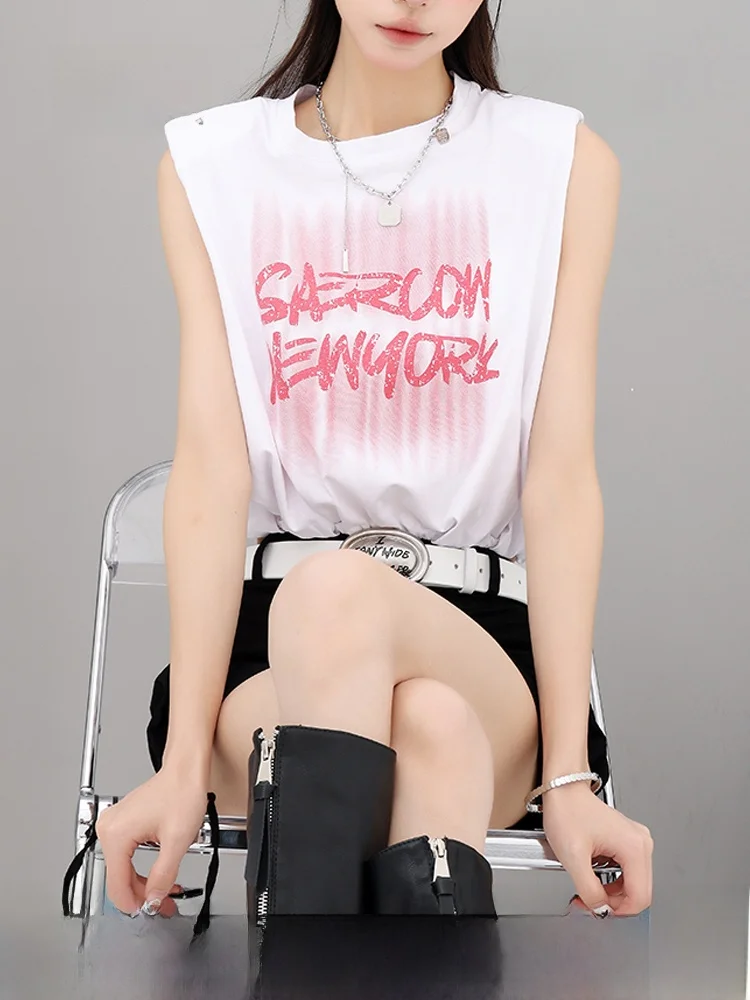 

Летний свободный повседневный женский топ-майка NZNB с принтом, приталенный, универсальный, с круглым вырезом, быстросохнущий