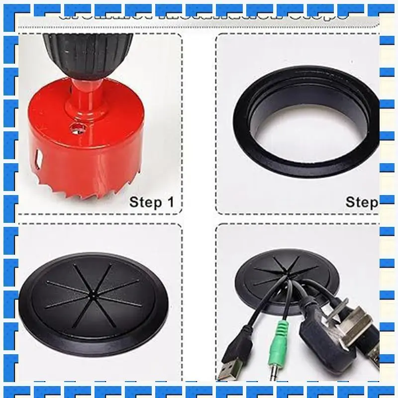 

ABNG 6PCS TV Cord Hider 2-3/8"(60Mm) In Wall Cable Management Kit Cord Hider For Wall Mounted TV Hole Saw Drill Attachment B