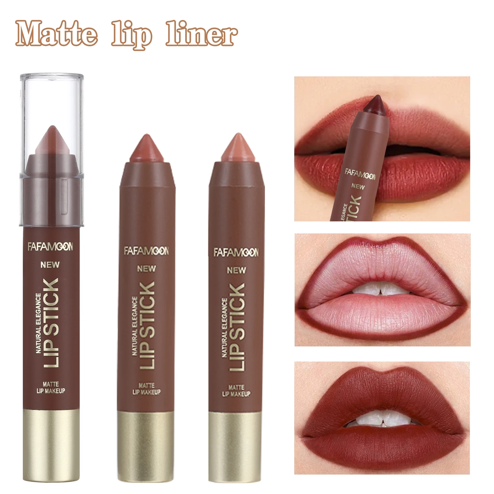 قلم تحديد الشفاه ذو 6 ألوان غير لامعة من FAFAMOON، قلم تحديد الشفاه المخطط المقاوم للماء والعرق وغير لاصق، قلم أحمر الشفاه #1