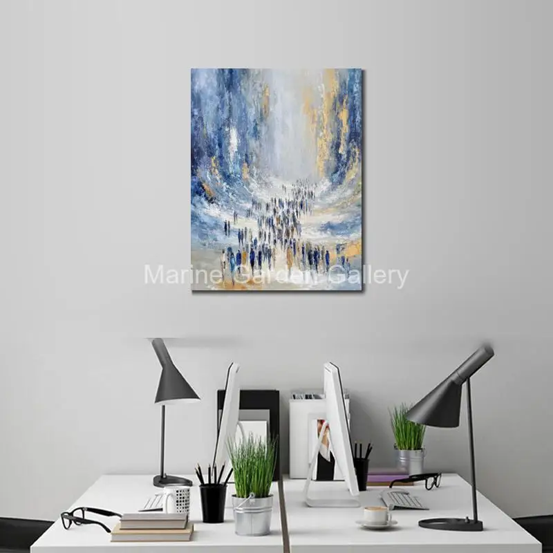 Large Textured Judaic Canvas Art Parting the Red Sea Handmade Abstract Oil Painting Jewish Biblical Exodus Spiritual Home Decor