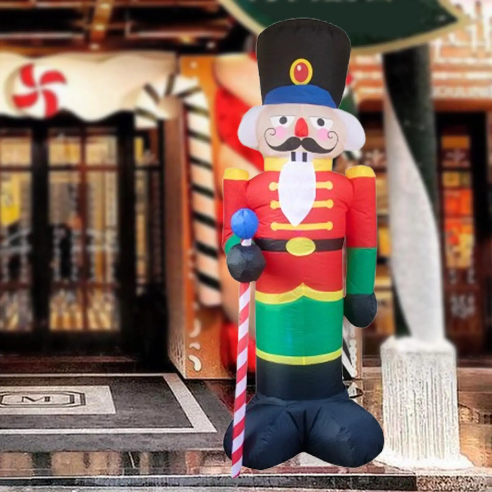 

Christmas Inflatable Nutcracker Fence Birthday Gift Lighted Yard Ornament for Backyard Patio Kids Women Men Courtyard Outside