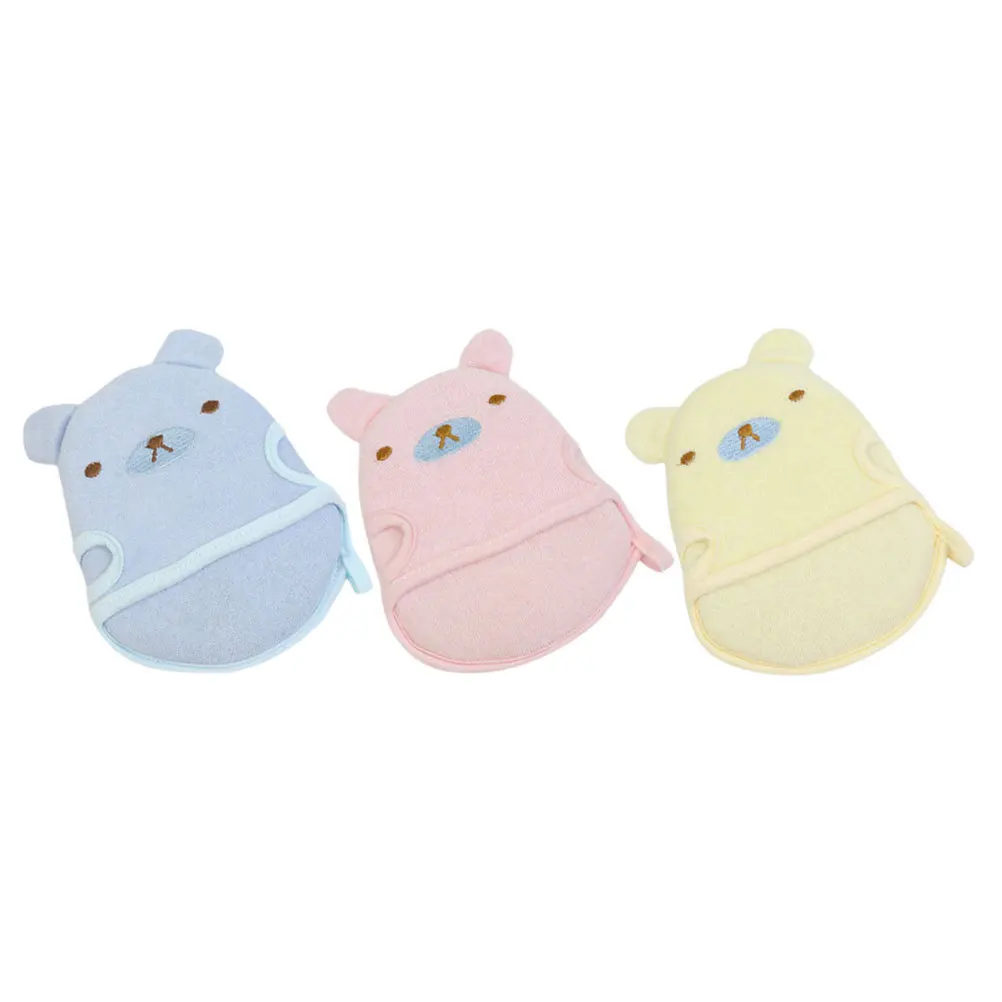 3Pcs Kids Washcloths Baby Bath Mitt Cartoon Animals Design Lightweight Portable Exfoliating Gloves Toddler Shower Supplies
