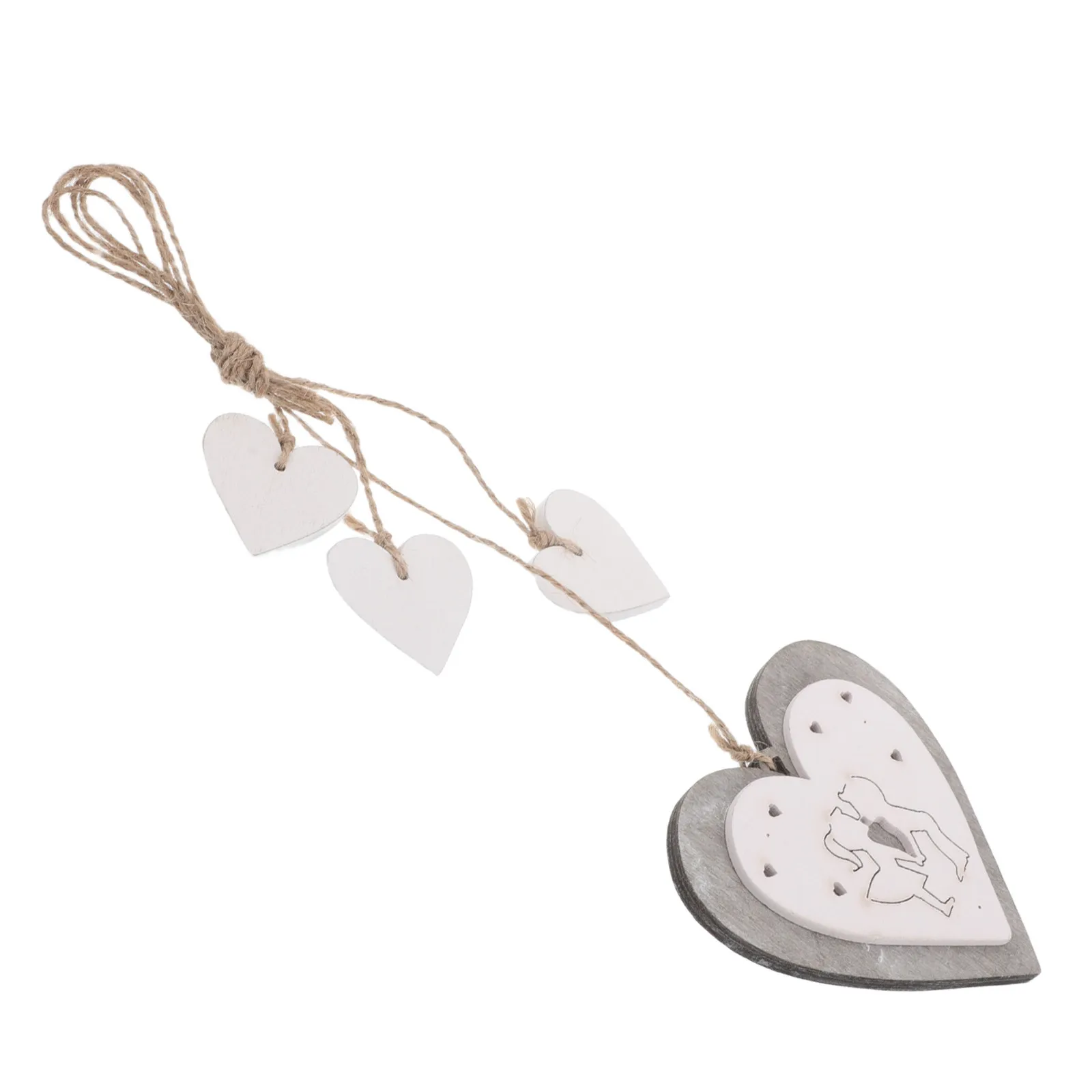 Wooden Heart Ornament Vintage Romantic Heart Shape Hanging Decoration Home Decor Wedding Car Pendant Valentine Accessory