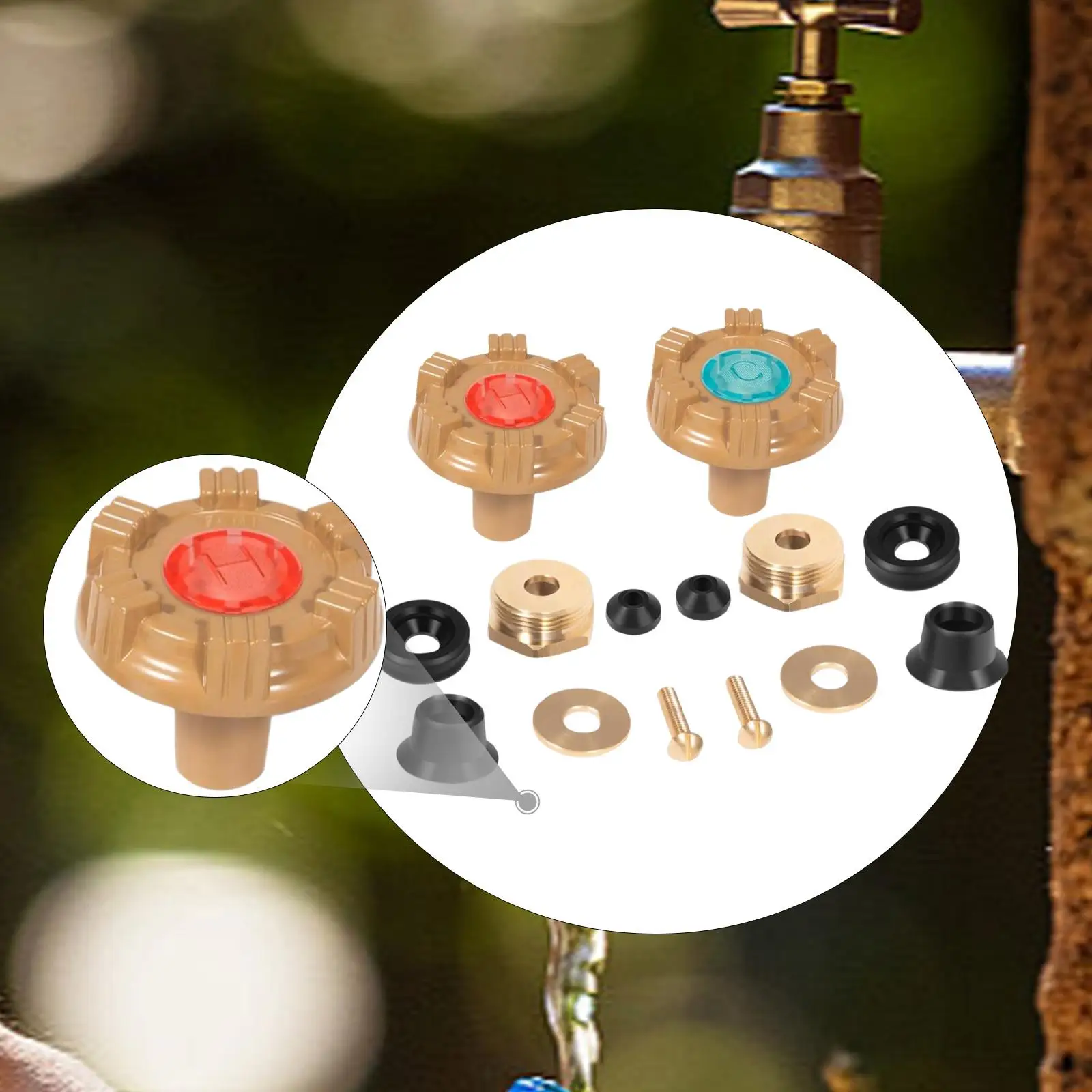 RK-22MH Repair Kit Round Handle Outdoor Faucet Parts Packing Support Washer Round Wheel Handle Check Valve Retainer Screw