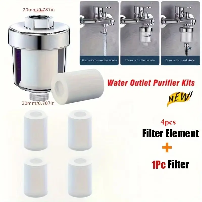 Multifunctional Water Purification Faucet That Does Not Require Electricity (with Four Filters) - Replaceable Kitchen, Washbasin, Toilet and Shower Filter - Compatible with Standard Thread