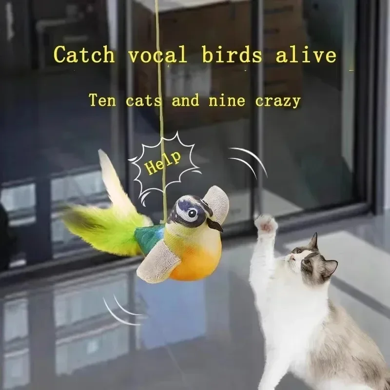 1–3 Stück: Dieses Katzenspielzeug imitiert Vogelgeräusche, um die Katze zu unterhalten. Das elastische Seil hilft, Langeweile zu vertreiben und verhindert, dass die Katze daran kratzt oder beißt. – Detail 3