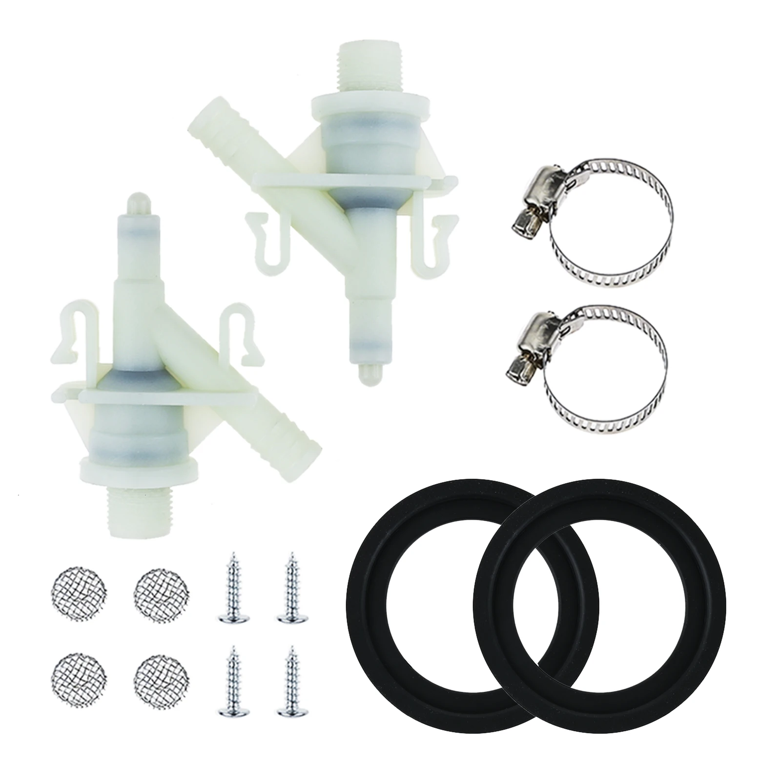 2 Sets 385311641 RV Toilet Water Valve Kit and 2Pcs 385311658 Flush Ball Seal Fit for 300 310 320 RV Pedal Flush & Marine Toilet