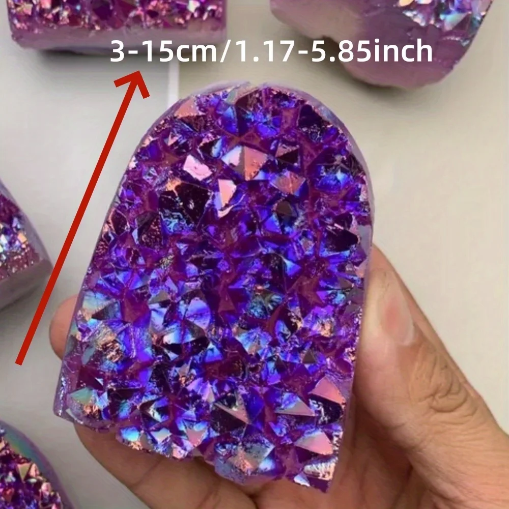 1pc Aura Purple Quartz Cluster Crystal Quartz with Setting Luxury Gemstone for Collector's Item & Special Occasion Gift for