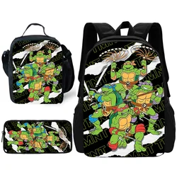 Teenages Mutants Ninjas Turtles Child School Backpack with Lunch Bags ,Pencil Bags ,School Bags for Boys Girls Best Gift