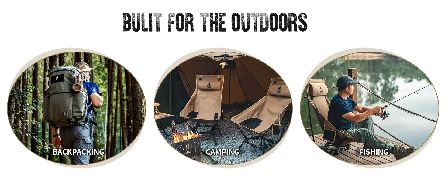 OneTigris Camping-Klappstühle für den Außenbereich, hohe Rückenlehne, Touristenstuhl zum Angeln, Trekking, Grillen, Partys, Gartenarbeit, Strand, Innenbereich – Detail 8