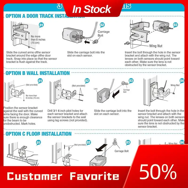 AT03 Top Safety Sensor With Bracket Replacement For 41A5034, Safety Sensor  Eyes With Garage Door Sensors Bracket Compatible