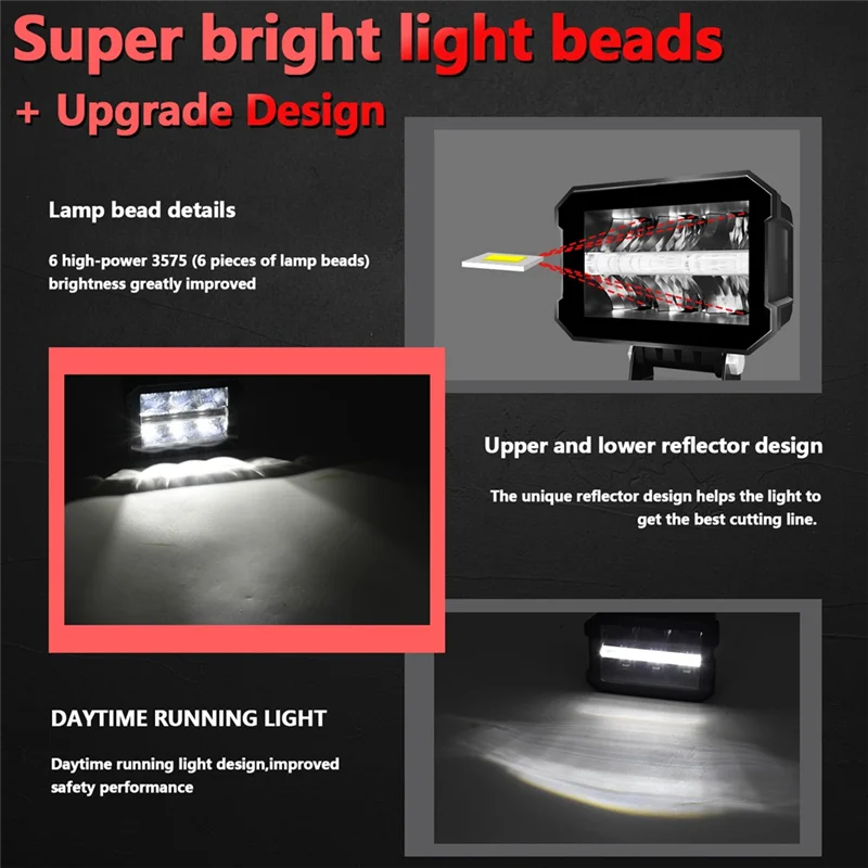 

2 Pcs 100W Work Lights Borderless LED Pod Lights LED Driving Fog Lights LED Work Lights For Off-Road ATV UTV Trucks Replacement