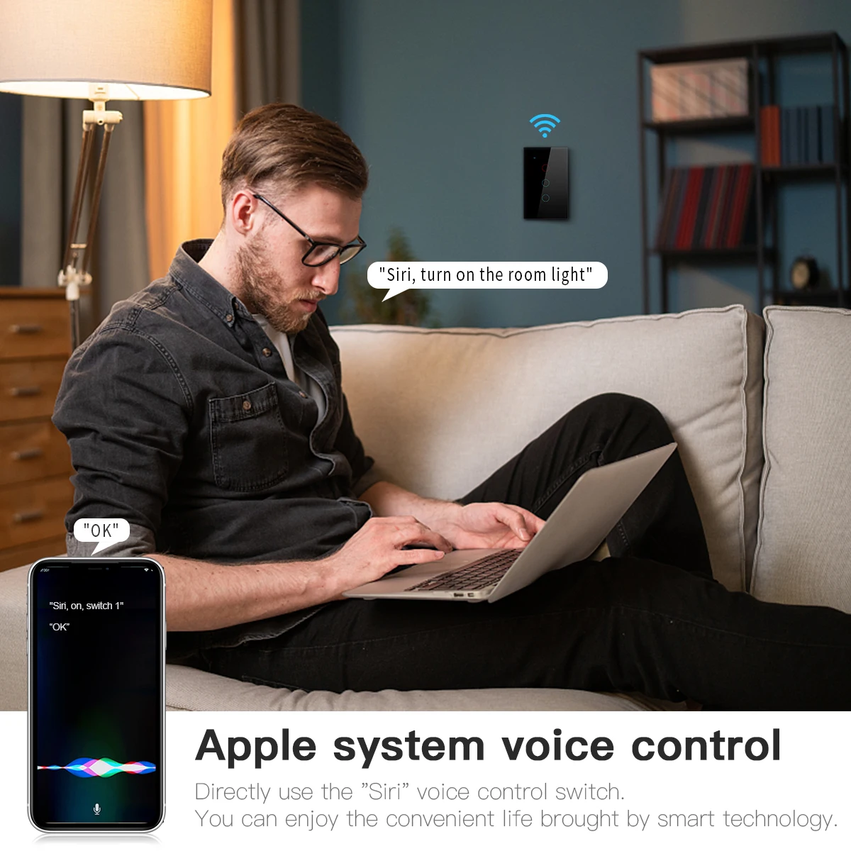 Smart MFI Certified Wall Switches For Apple Homekit LED Light Switch WiFi Touch Sensor Home Siri Control Smart Home