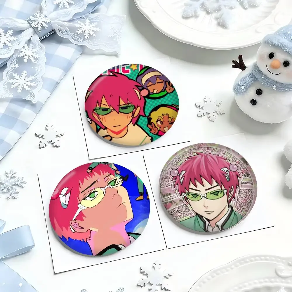 Okrągła akrylowa przypinka z anime Saiki K