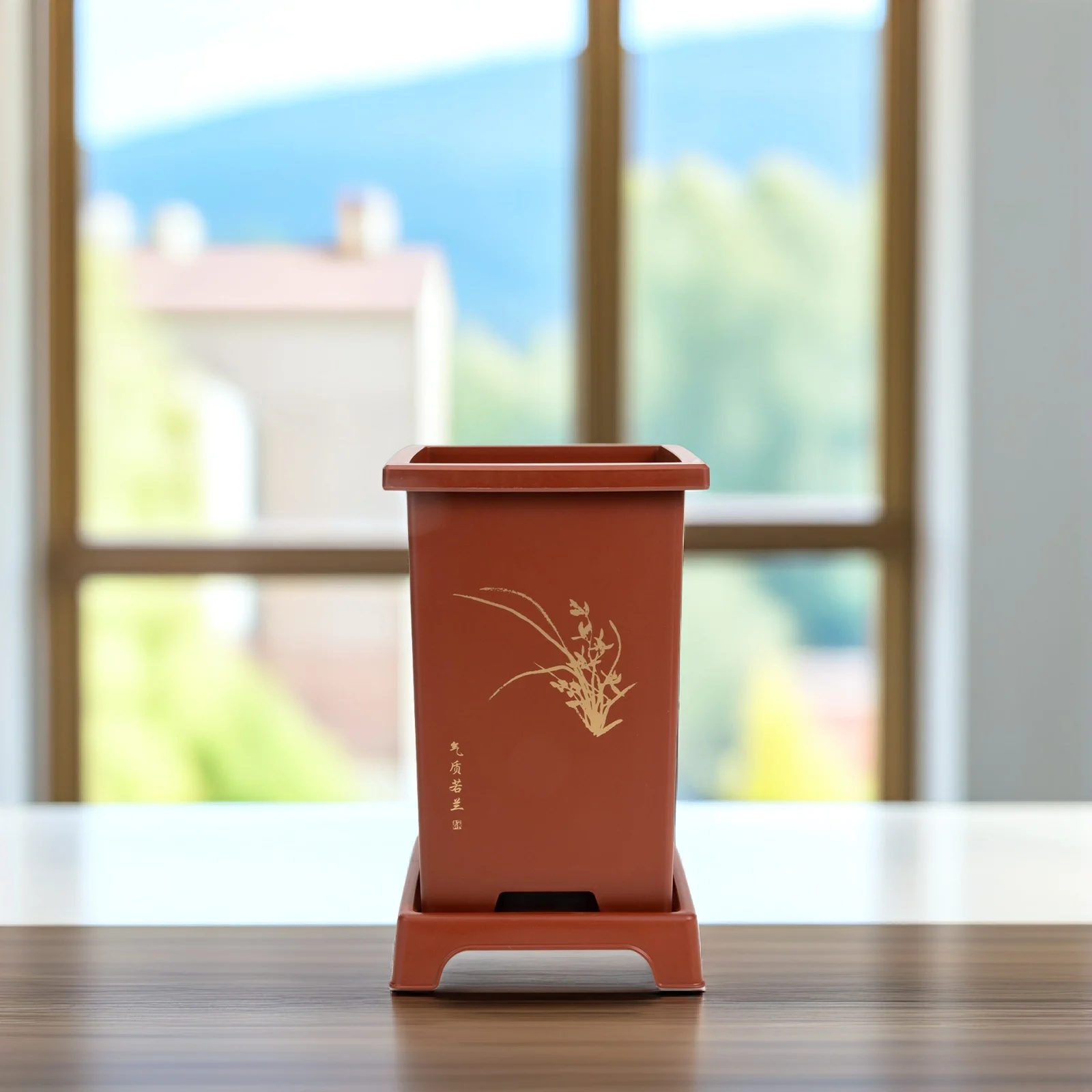 1 مجموعة الراتنج أواني الزهور مجموعة للنباتات حاويات زراعة الأوركيد مع ثقوب الصرف لوازم حديقة الزخرفية وعاء للحضانة #4