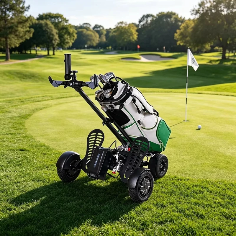 2026 New Design Aluminium 10 Inch Ride Push Golf Buggy Golf Cart  Folding Electric Trolley Golf Scooter