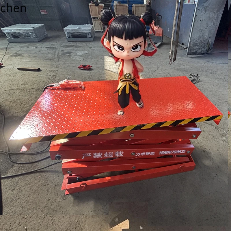 HTT electric remote control fixed scissor lift platform small hydraulic lift factory unloading and handling