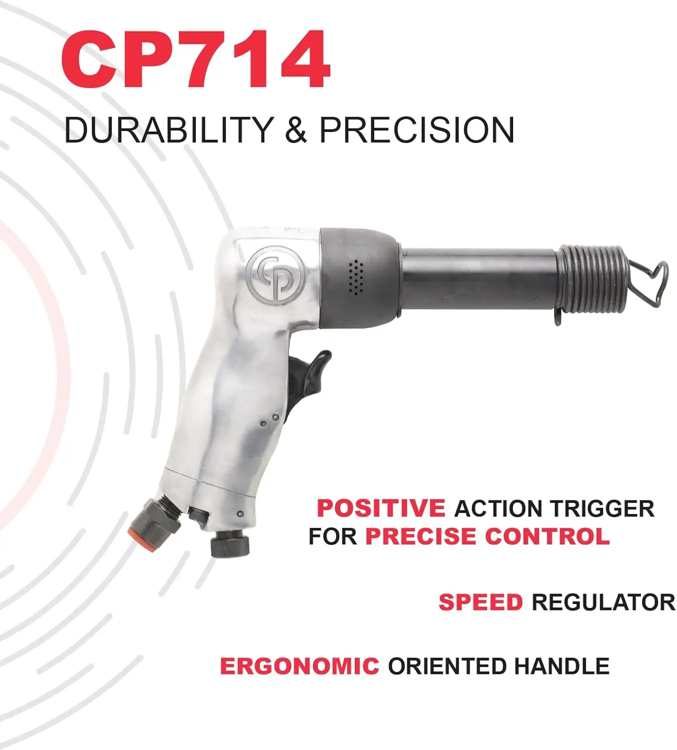 Chicago Pneumatic CP714 - Air Hammer, Welding Equipment Tool, Construction, 0.401 Inch (10.2mm), Round Shank, Pistol Handel