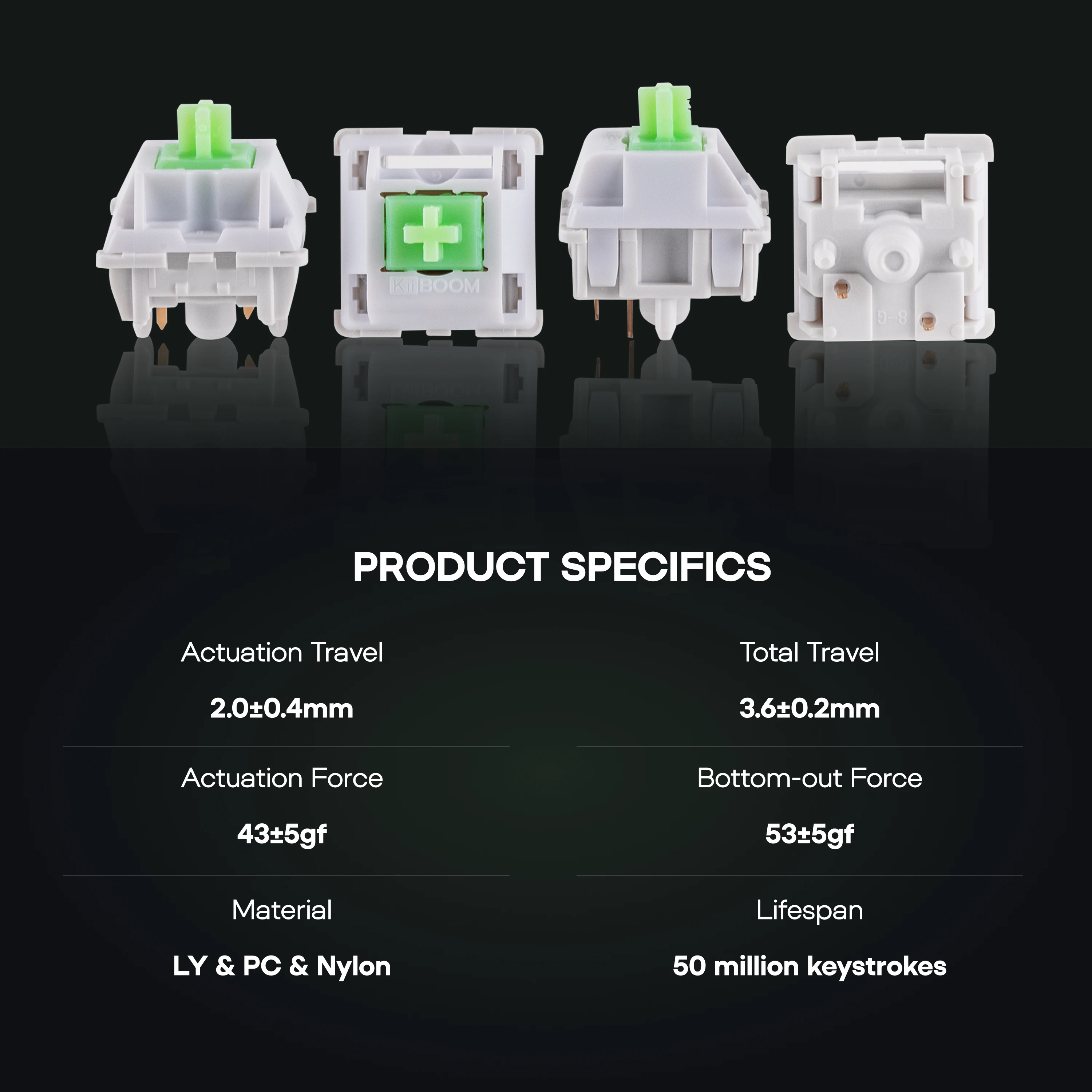 35 peças KiiBOOM Flick Conjunto de interruptores lineares 45gf 5 pinos pré-lubrificados LY Stem interruptores mecânicos cremosos compatíveis com teclas MX