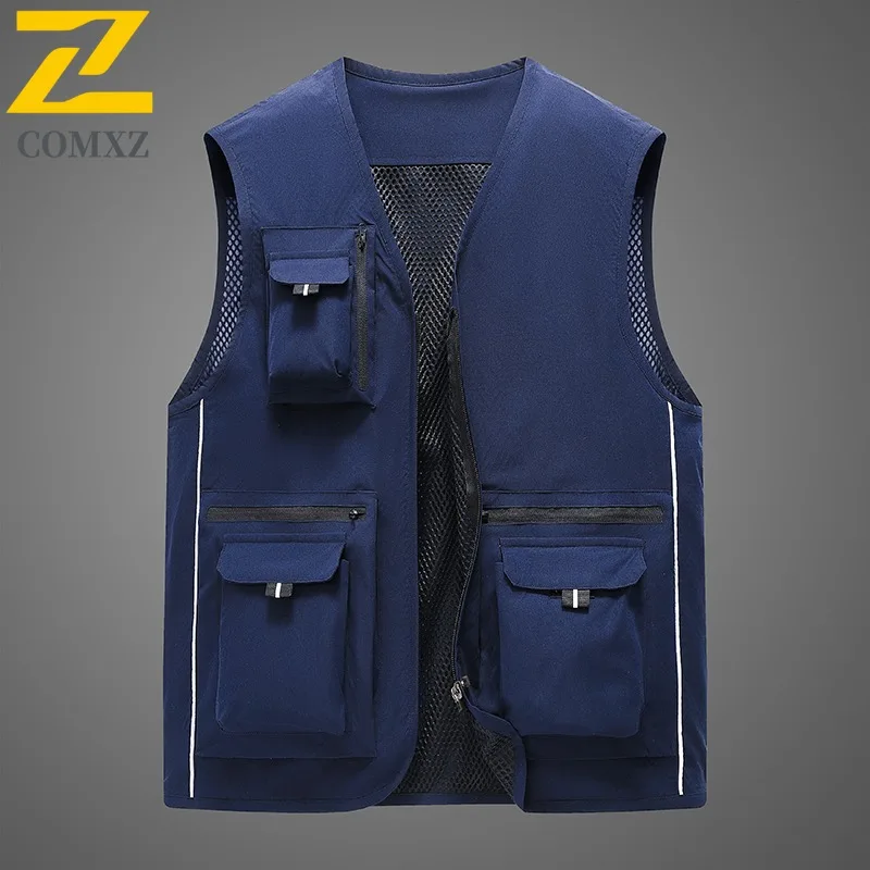 الرجال الصيف في الهواء الطلق سترة عادية متعددة جيب التصوير الصيد سترة بلا أكمام خفيفة الوزن تنفس ملابس العمل التكتيكية #6