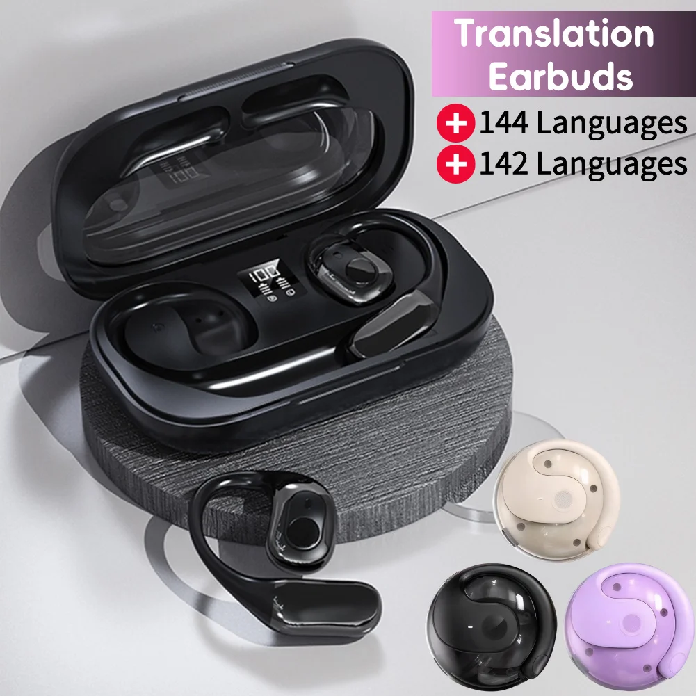 

Two-Way Translator Earbuds 142 Languages Bluetooth-Compatible 5.4 Translator Headset Noise Cancelling for Sports Business Travel
