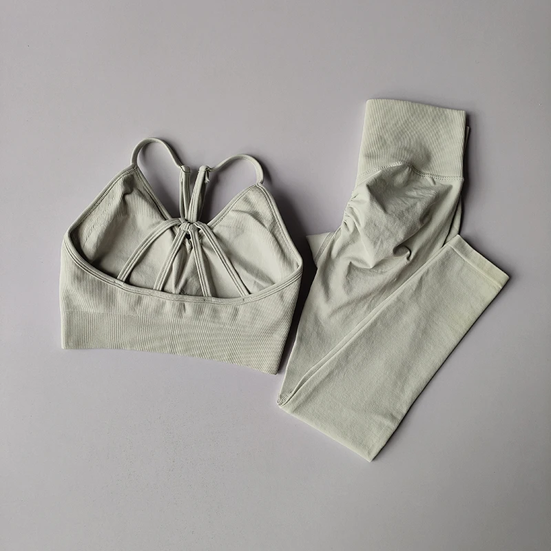 

2PCS Women's Seamless Sports Bra Yoga Suit Quick-Dry Hip Lifting Fitness Gym Workout Sets Outfit Leggings Set Gym Wear Set