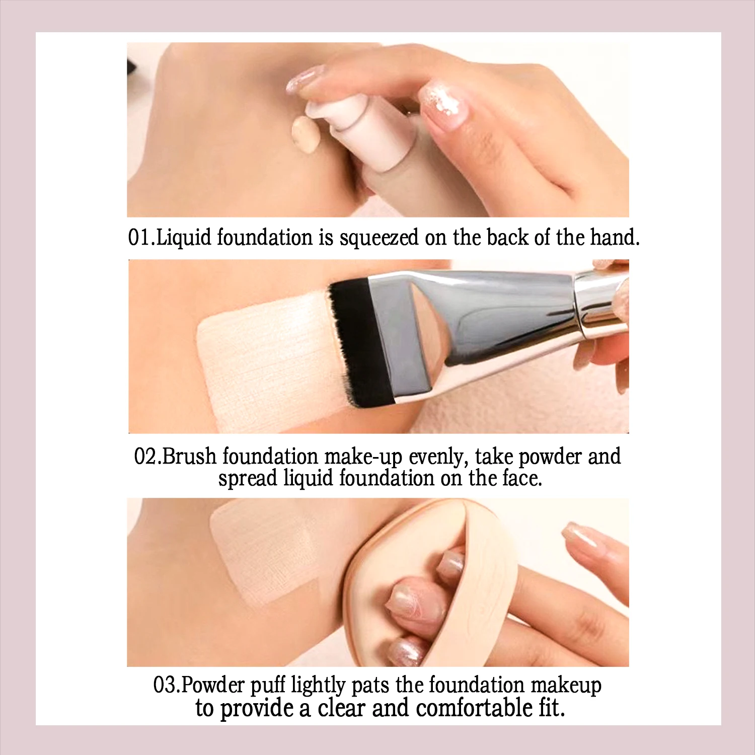 Pennello per fondotinta ultra sottile Pennello per contorno piatto leggero per trucco crema per sfumare il viso - Design sottile per un'applicazione fluida