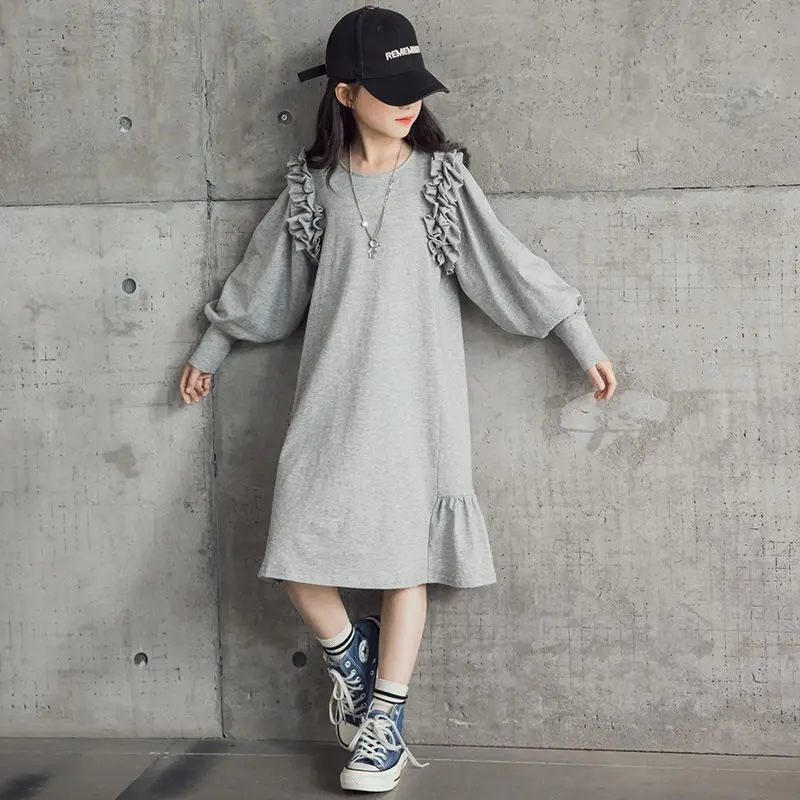 Girls Casual Dresses Lace Puffy Sleeve Dress Toddler Girl Clothes  Party Dress for Kids Girl 7 To 15 Years Baby Girl Dress