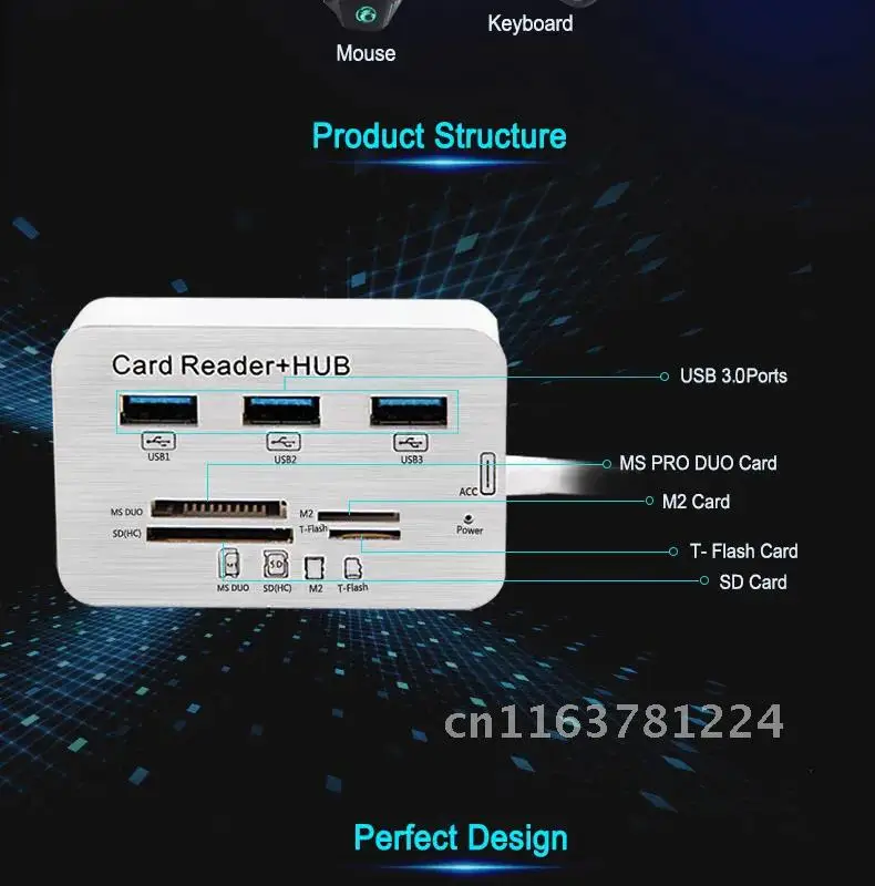 Koncentrator USB 3.0 typu C Hub Splitter 3-portowy Multi USB C Hab USB-C HUB 2.0 Wielokrotny czytnik kart SD/TF do laptopa PC micro sd