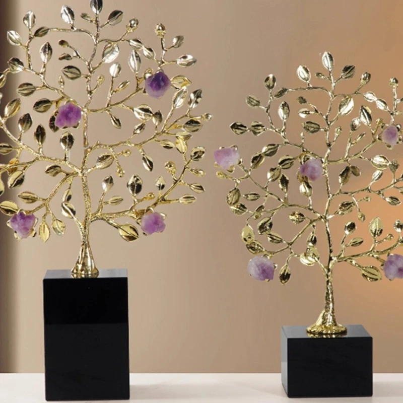 

Purple Lucky Fortune Tree Ornament Living Room Entrance TV Cabinet Office Desktop Light Luxury Ornament Gifts