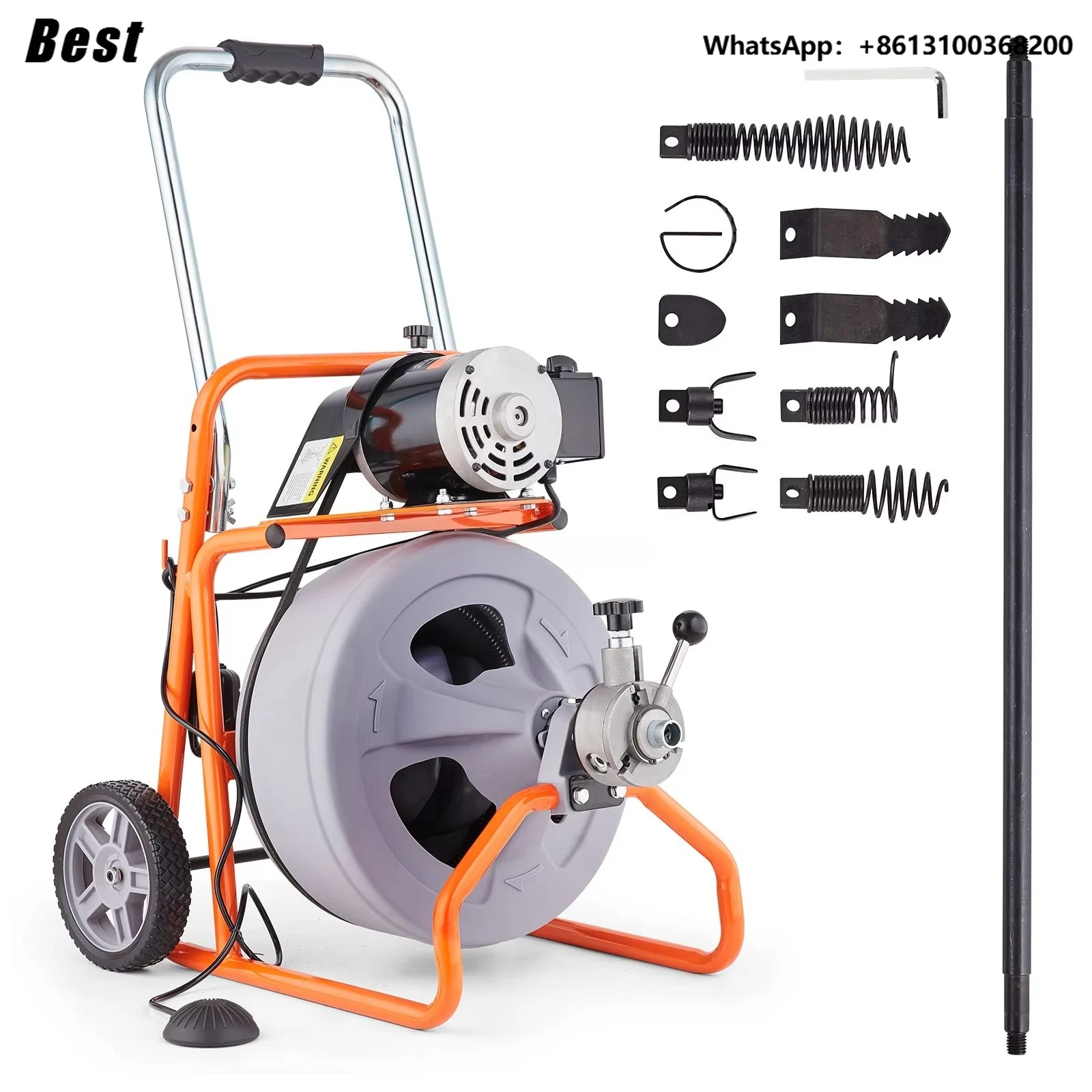 Best WeWork 100ft 1/2 Inch Sewer Snake Machine and 30m 16mm Drain Auger Electric Pipe Cleaner Drain Cleaning Machine Pipe Cutter