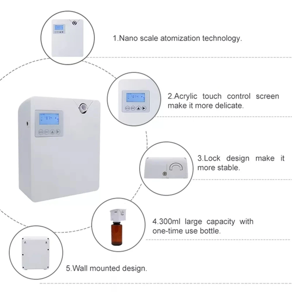 Bluetooth Smart Aroma Diffusor Hotels Lufterfrischer Aroma Diffusor Abdeckung 300m3 Elektrischer Geruch für den Geruchsverteiler zu Hause – Detail 6