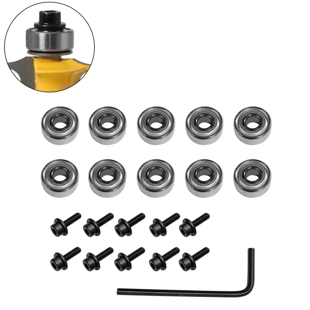 Ensure Router Bit Performance, Replace Lost Bearings With 10Pcs Steel Router Bit Bearings, 12 7mm Outer Diameter