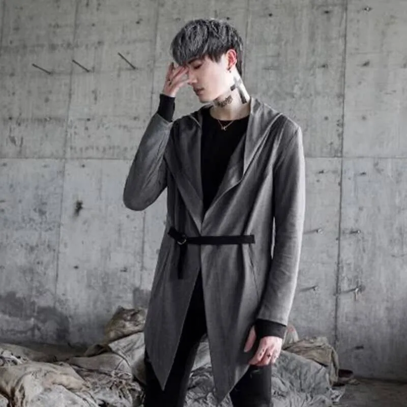 Spring Sleeve Coat Men's Loose Long And Autumn Hooded T-Shirt In The Long Cardigan Men's Casual Windbreaker Yamamoto Style