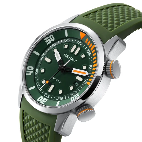 Imagen 2 del producto BERNY 20Bar Diver hombres reloj mecánico Miyota 8215 superluminoso zafiro natación automático auto viento silicona hombres reloj de pulsera