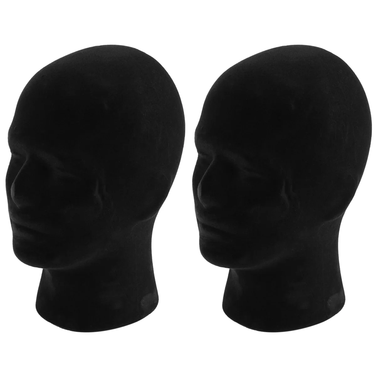 Polystyrene Black Foam Men Model Mannequin Head Dummy Stand Shop Display Hat, 2 x BLACK