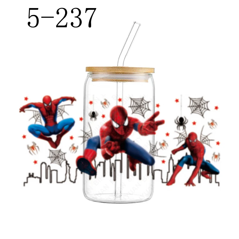 1pcs super hero spiderman hulk 16oz DTF Sticker Cups Personalize UV Wrap Transfer DIY Logo Selfadhesive Waterproof