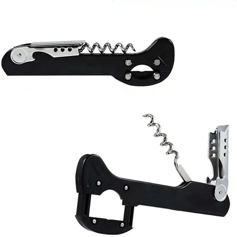 Открывалка для бутылок вина с настоящим отдачей, штопор с двойными петлями, классический ключ для черного вина с выдвижным 4-колесным резаком для фольги