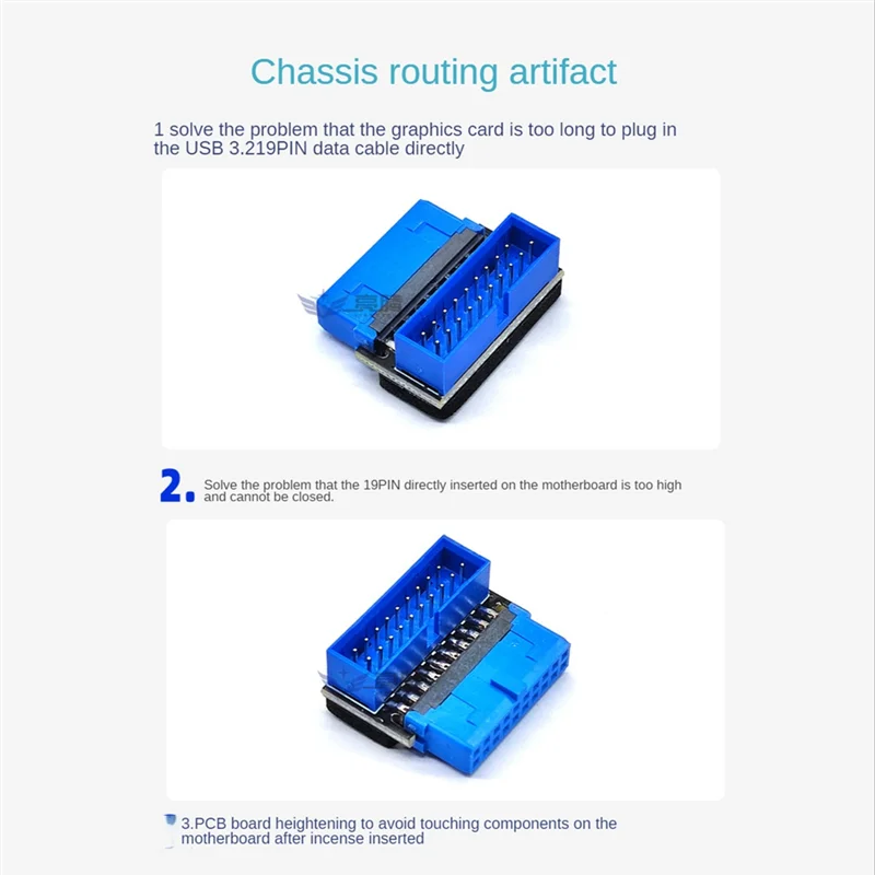 Adaptateur d'en-tête USB 3.2 SEN1, prise 19 broches/20 broches, convertisseur de coude de direction résistant à 90 degrés, carte mère A de bureau bricolage