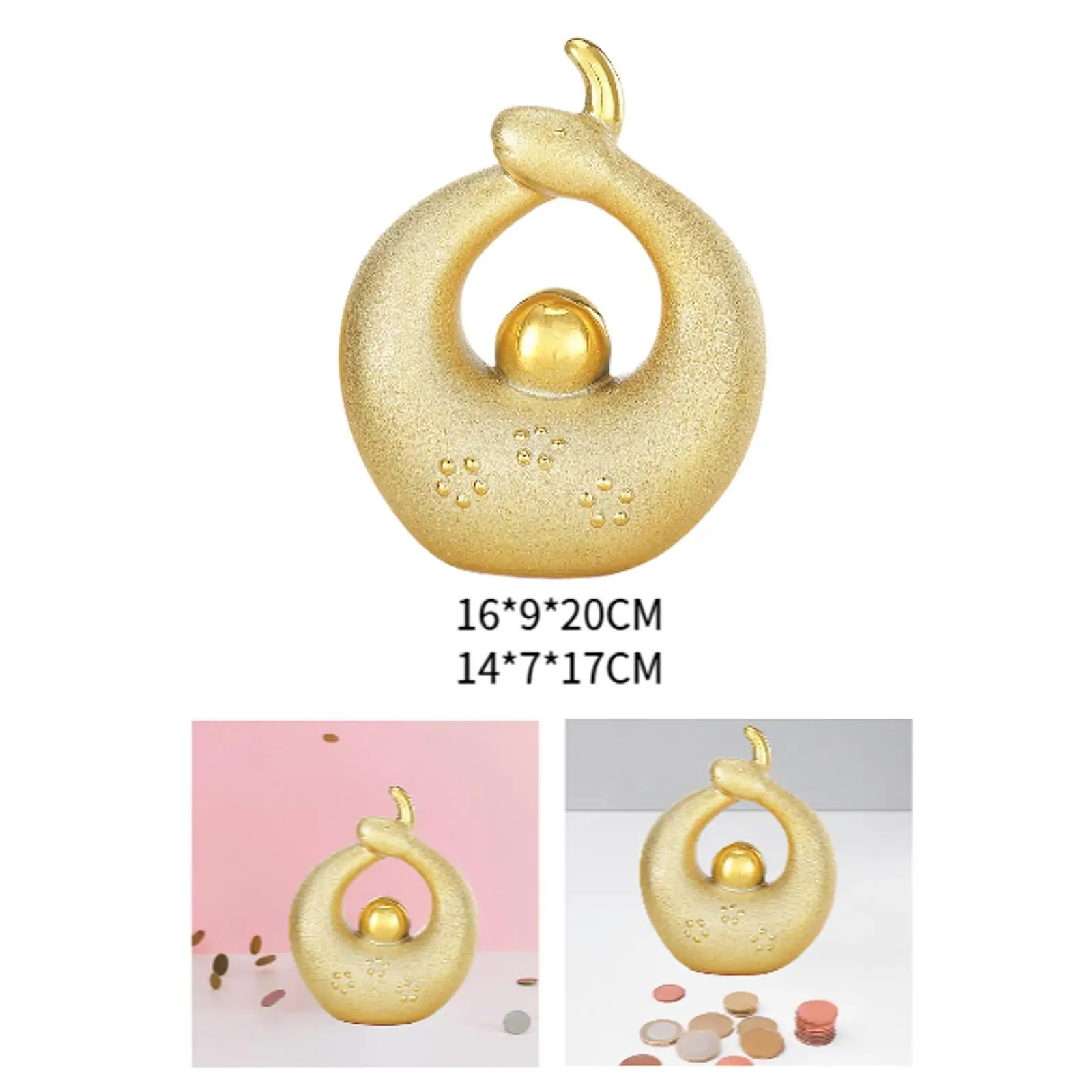 Chinese Zodiac Snake Statue Desktop Figure Halloween Feng Shui Desk Centerpiece image 3