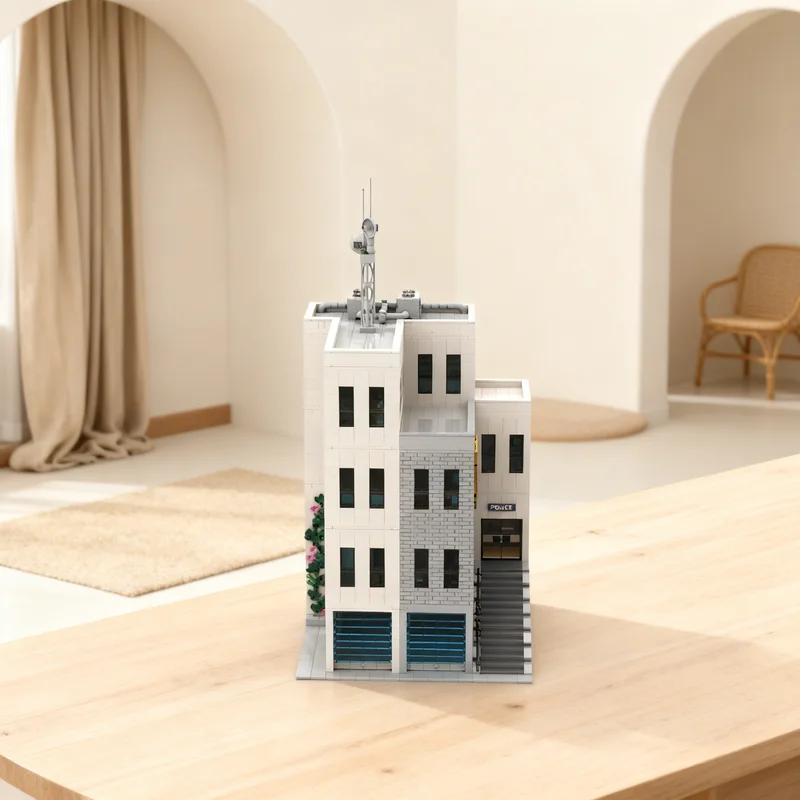 

4241 деталь MOC: Современный полицейский участок, модульная модель городской улицы, конструктор, игрушка-подарок, креативный коллекционный предмет для демонстрации, премиум-класс