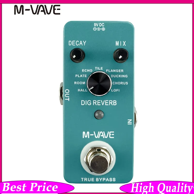 

Гитарная педаль эффектов M-VAVE DIG Reverb, 9 типов реверберации, регулировка Decay и Mix, True Bypass, цельнометаллический корпус, аксессуары для гитары