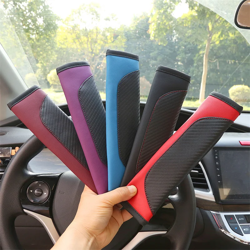 2Pcs PU Leather Safety Seat Belt Shoulder Cover Breathable Protection Padding Pad Interior Access Car Accessories Auto Interior