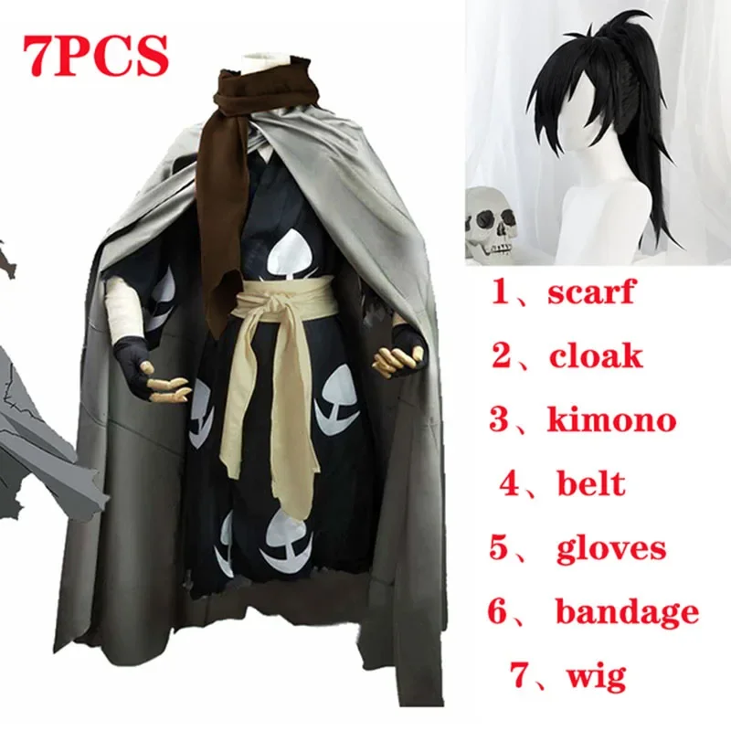 

Anime Dororo Cosplay Costume Hyakkimaru Kimono Cosplay Costume Halloween Cloak Kimono Scarf Wigs Full Set Carnival Party Clothes