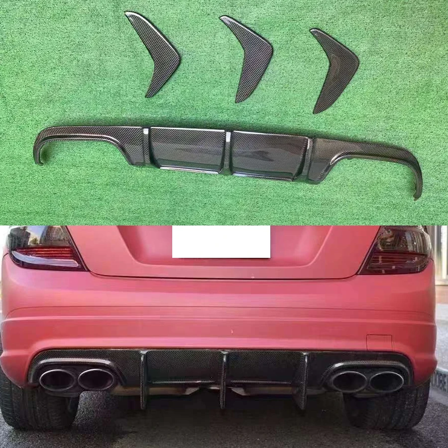 Carbon Fiber Car Rear Bumper Diffuser For Mercedes Benz C Class W204 C43 C63 C200 C260 Rear Splitters Spoiler Back lip Body Kit