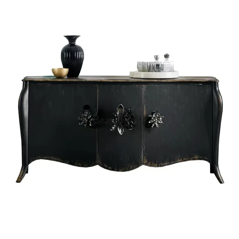 

ls 42American rural retro old living room side cabinet solid wood light luxury entrance storage side cabinet