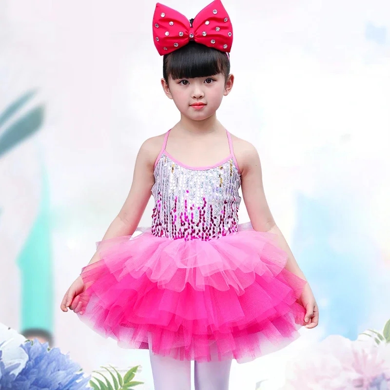 Modern Dance Costume Girls Children's Sequin Princess Tutu Skirt Girls Kindergarten Walking Dance Stage Performance Costume